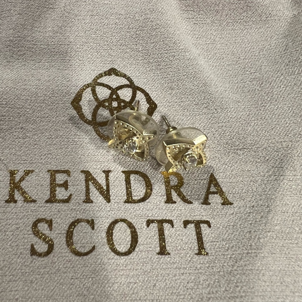Kendra Scott Gold and Silver Crystal Stud Earrings